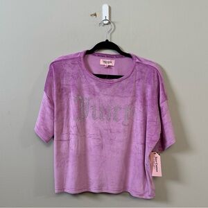 Juicy couture sleepwear (NWT) velour purple rhinestone logo cropped t-shirt
